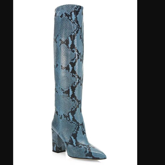 Paris Texas Blue Snakeskin Heeled Boots - Picture 3 of 16